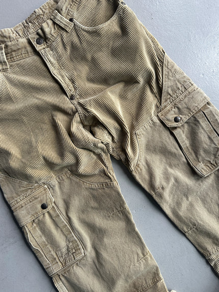 1990s WIDE LEG CORDUROY PANELS CARGO TROUSERS