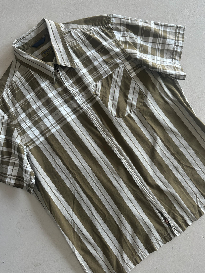 KENZO - 1990s ZIPPED HALF SLEEVE SHIRT