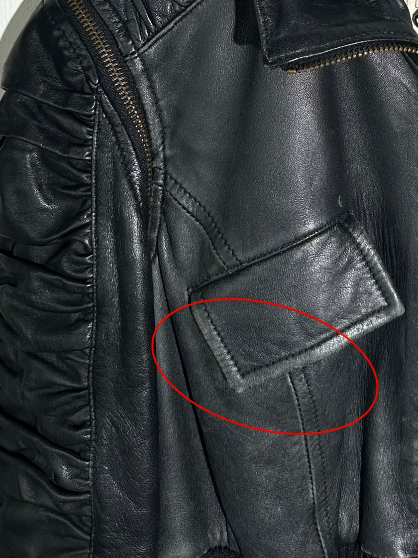 DOLCE & GABBANA - S/S 2003 2 IN 1 LEATHER JACKET WITH PANELED WAIST AND ZIP OFF SLEEVE