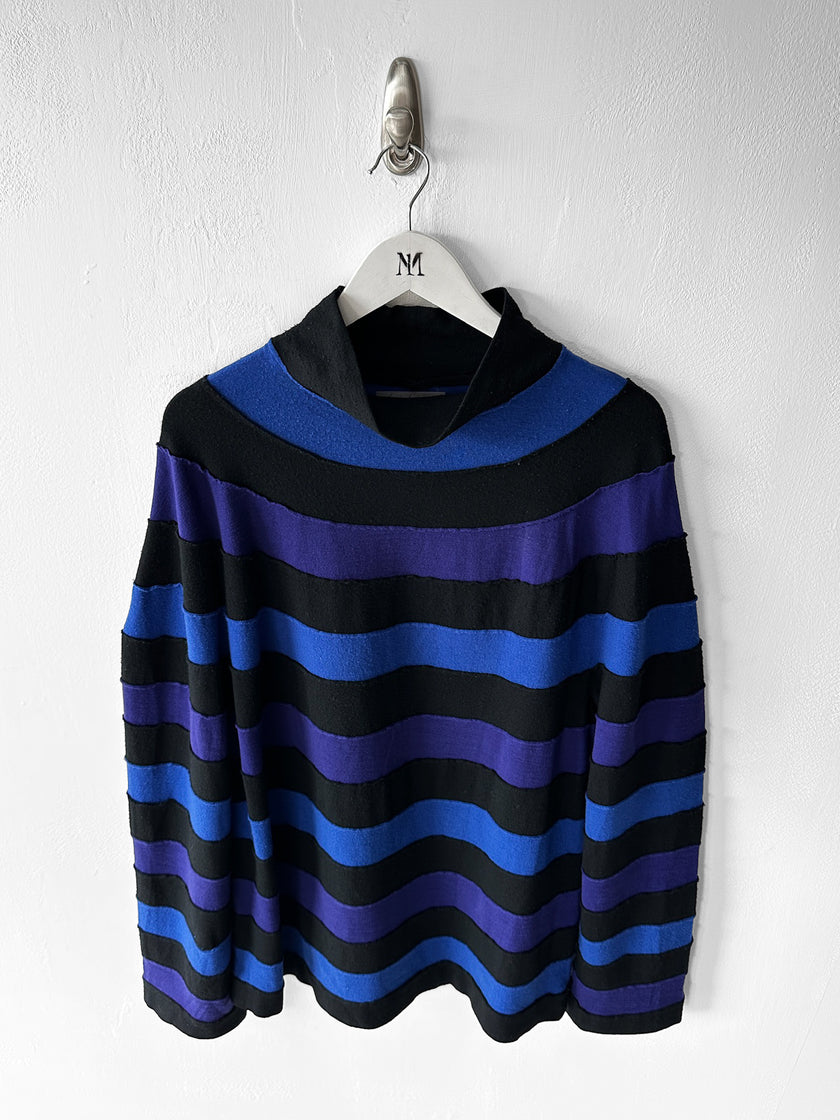 YOHJI YAMAMOTO - early 2000s STRIPED OVERSIZED KNIT JUMPER