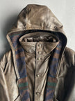 ITALIAN LABEL 1980s LAYERED LEATHER JACKET WITH REMOVABLE HOOD PANEL