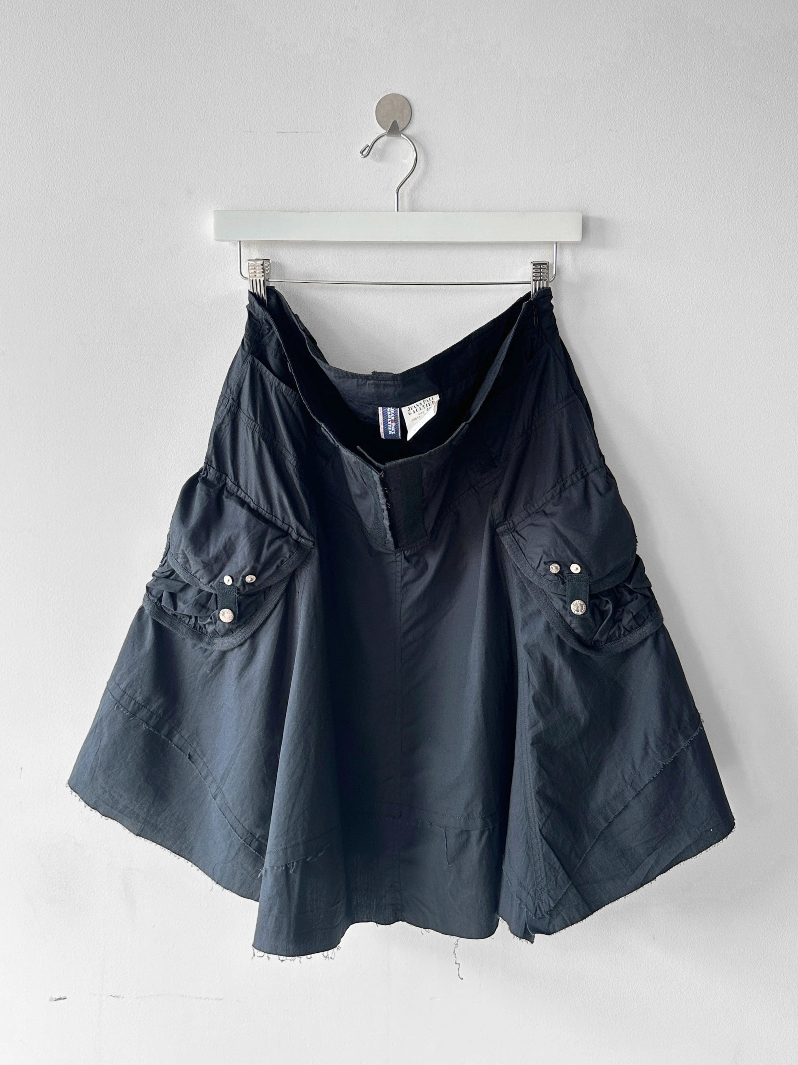 JEAN PAUL GAULTIER - 2000s PANELED SKIRT WITH FRAYED HEM DETAILS