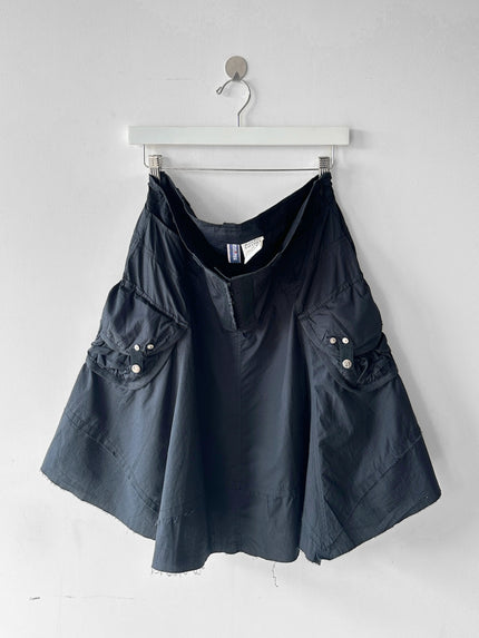 JEAN PAUL GAULTIER - 2000s PANELED SKIRT WITH FRAYED HEM DETAILS