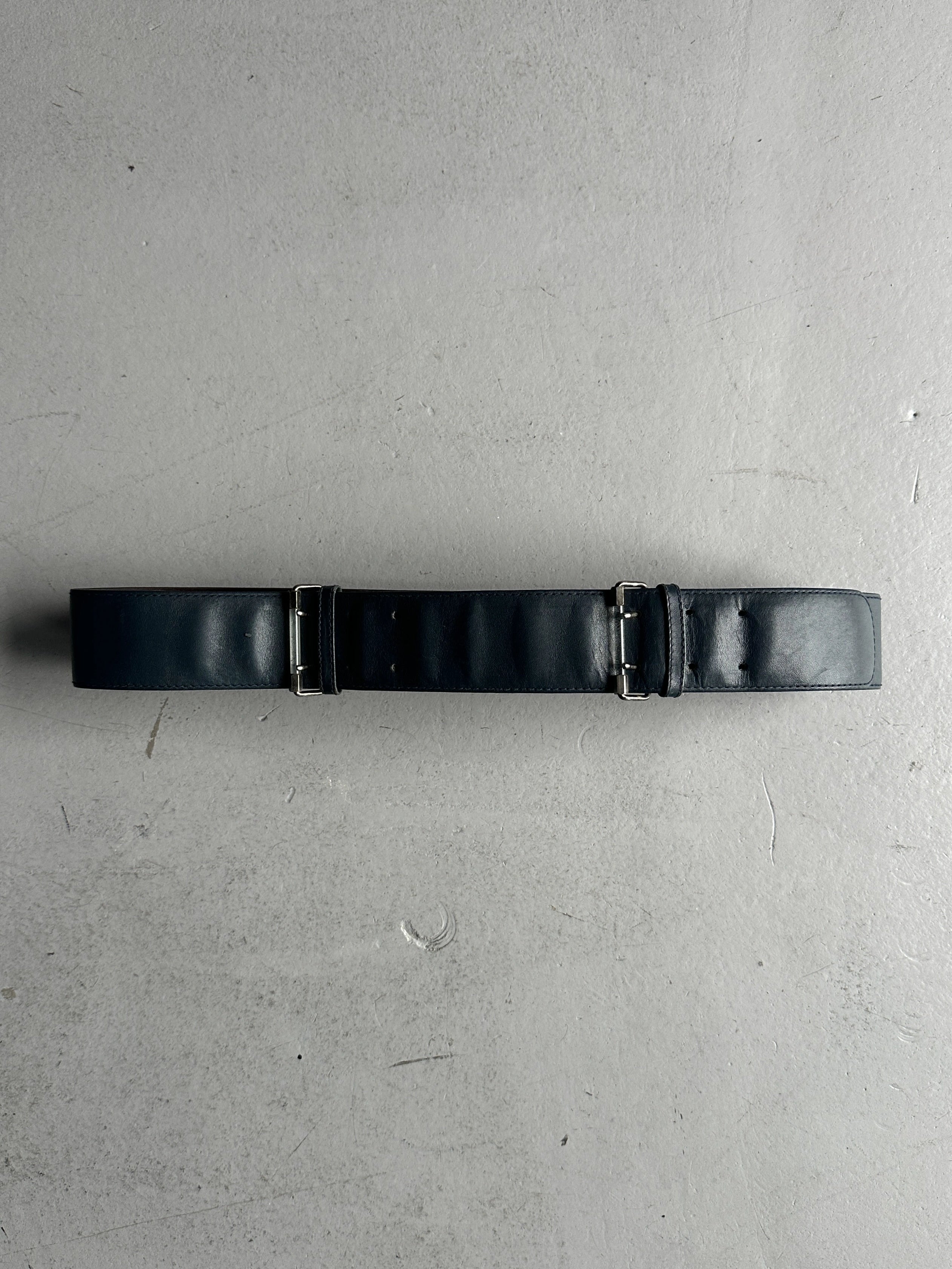 GIANNI VERSACE - 1980s DOUBLE BUCKLE LEATHER BELT