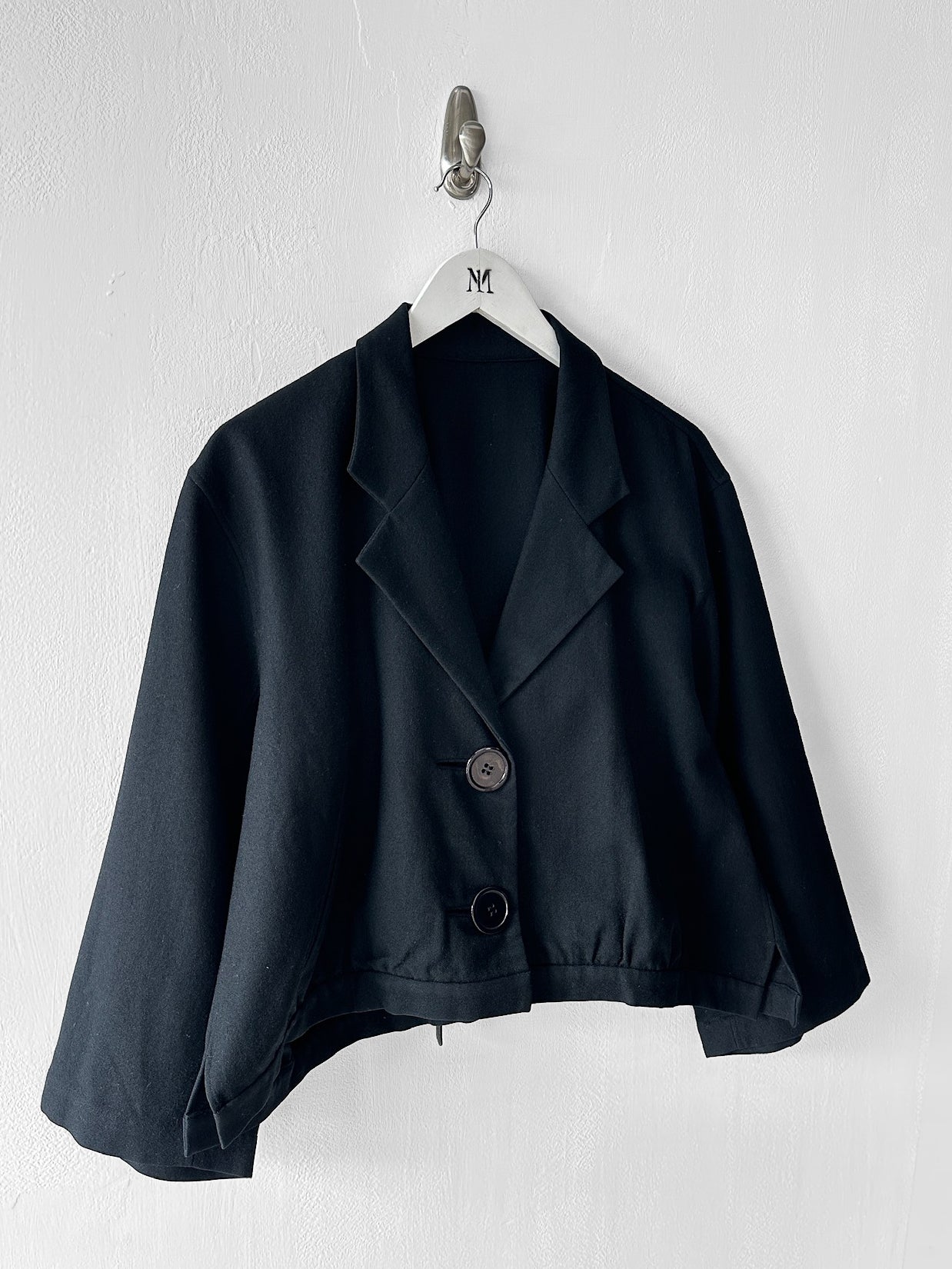 YOHJI YAMAMOTO Y's - 1980s BOXY WOOL JACKET WITH BACK BUCKLE STRAP
