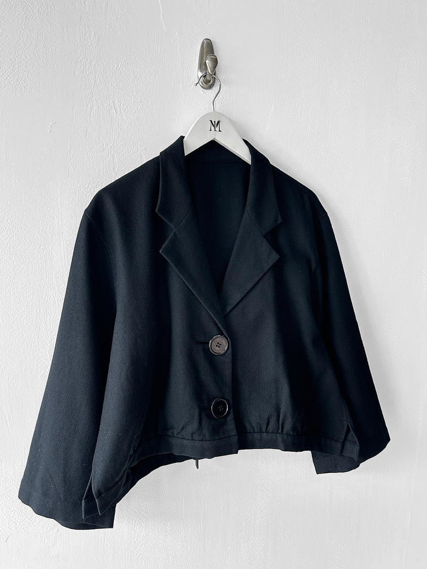 YOHJI YAMAMOTO Y's - 1980s BOXY WOOL JACKET WITH BACK BUCKLE STRAP