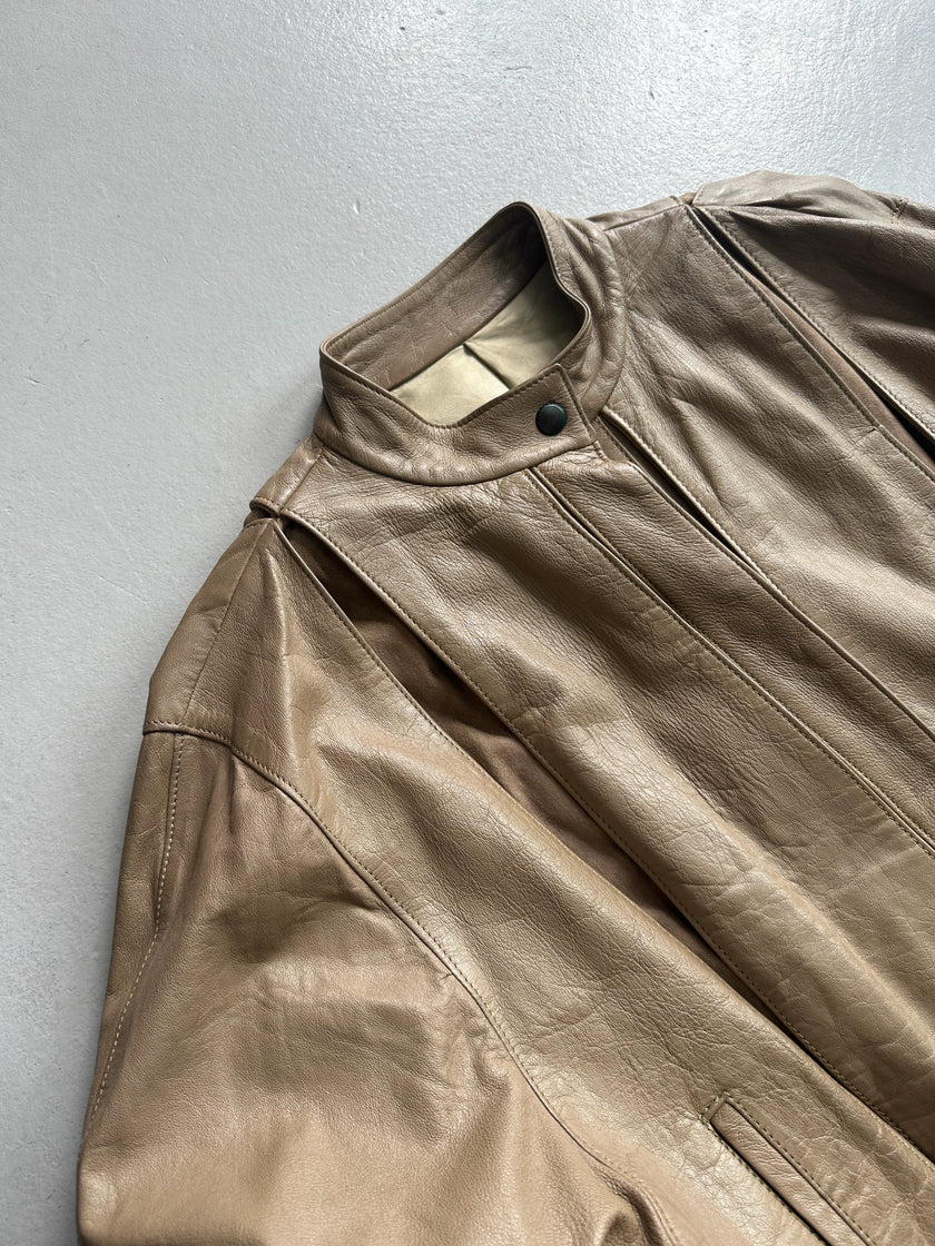 1980s BOXY FIT LEATHER PANELED JACKET