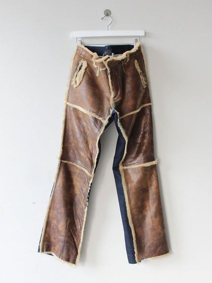 DOLCE & GABBANA 2000s SAMPLE SHEARLING PANELED TROUSERS