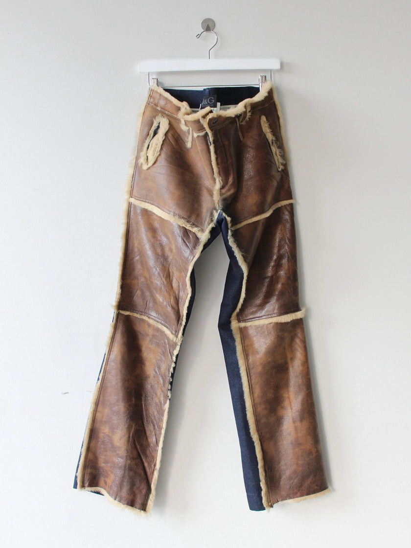 DOLCE & GABBANA 2000s SAMPLE SHEARLING PANELED TROUSERS