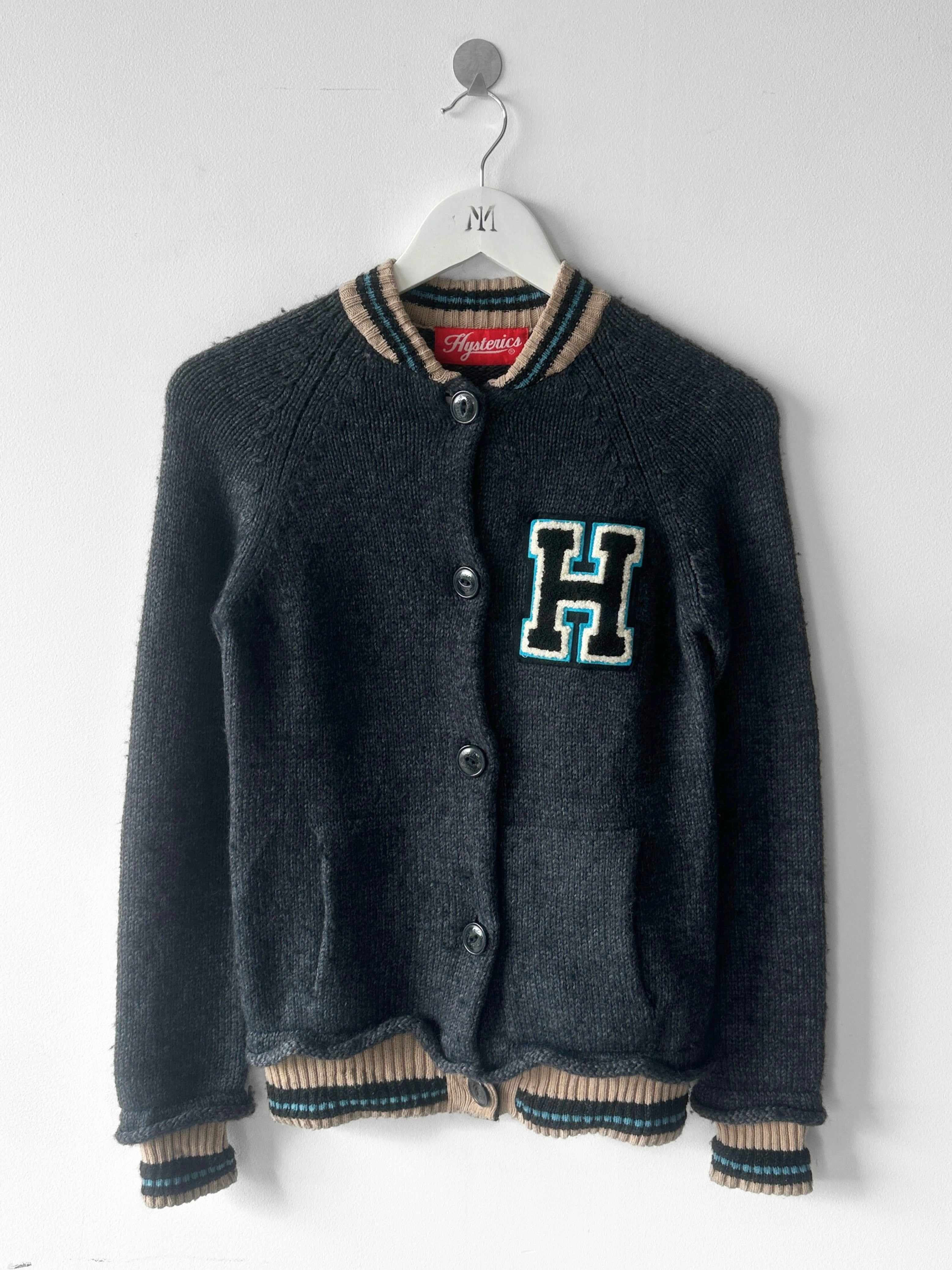 HYSTERIC GLAMOUR  - 2000s CHUNKY KNIT VARSITY CARDIGAN