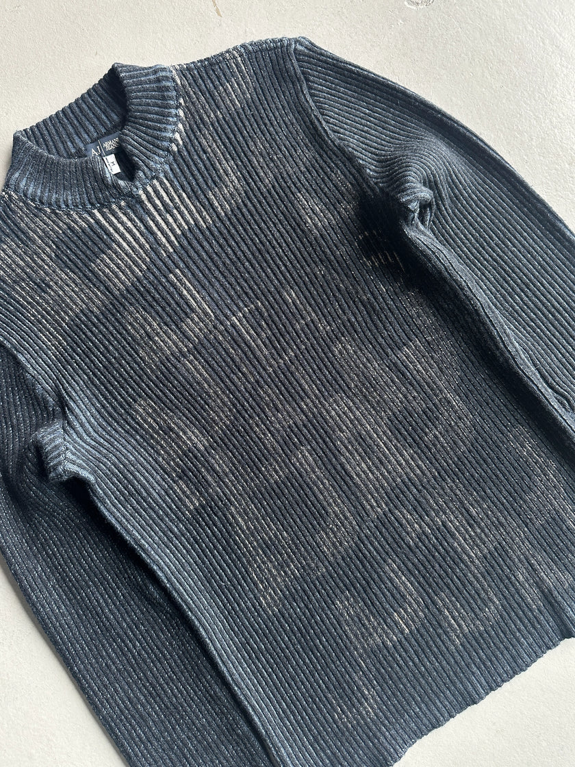 ARMANI JEANS - 1990s RIBBED KNIT MOCK NECK JUMPER