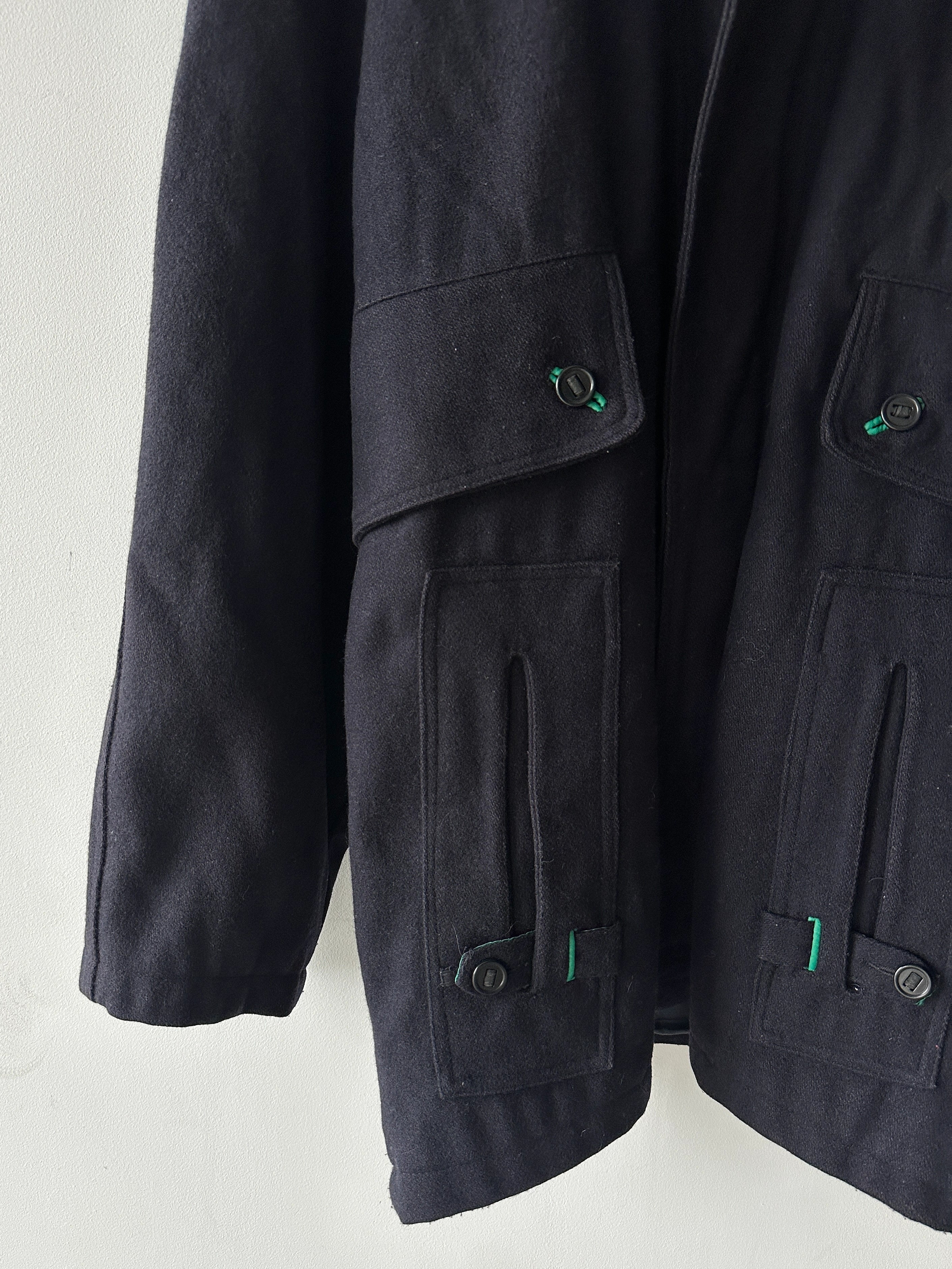 ITALIAN LABEL 1980s WOOL JACKET WITH REMOVABLE ZIPPED HOOD