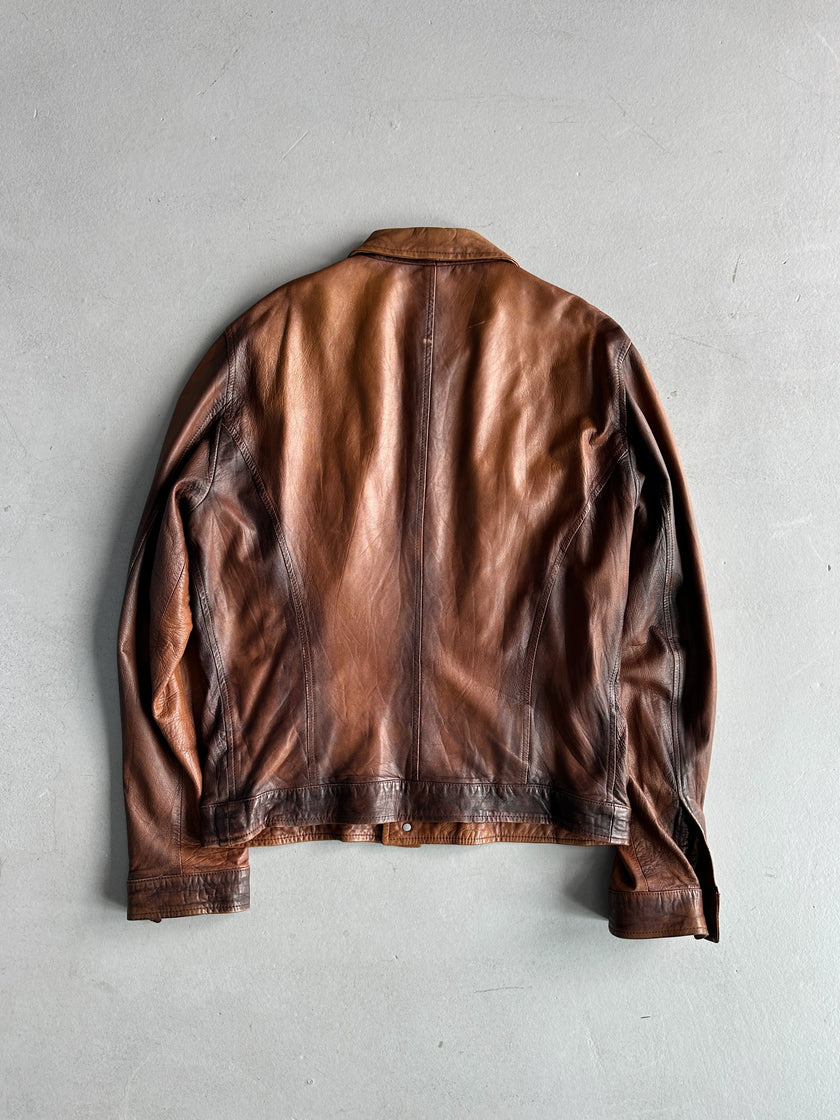 GAETANO NAVARRA - S/S 2007 MULTI POCKET DISTRESSED LEATHER JACKET