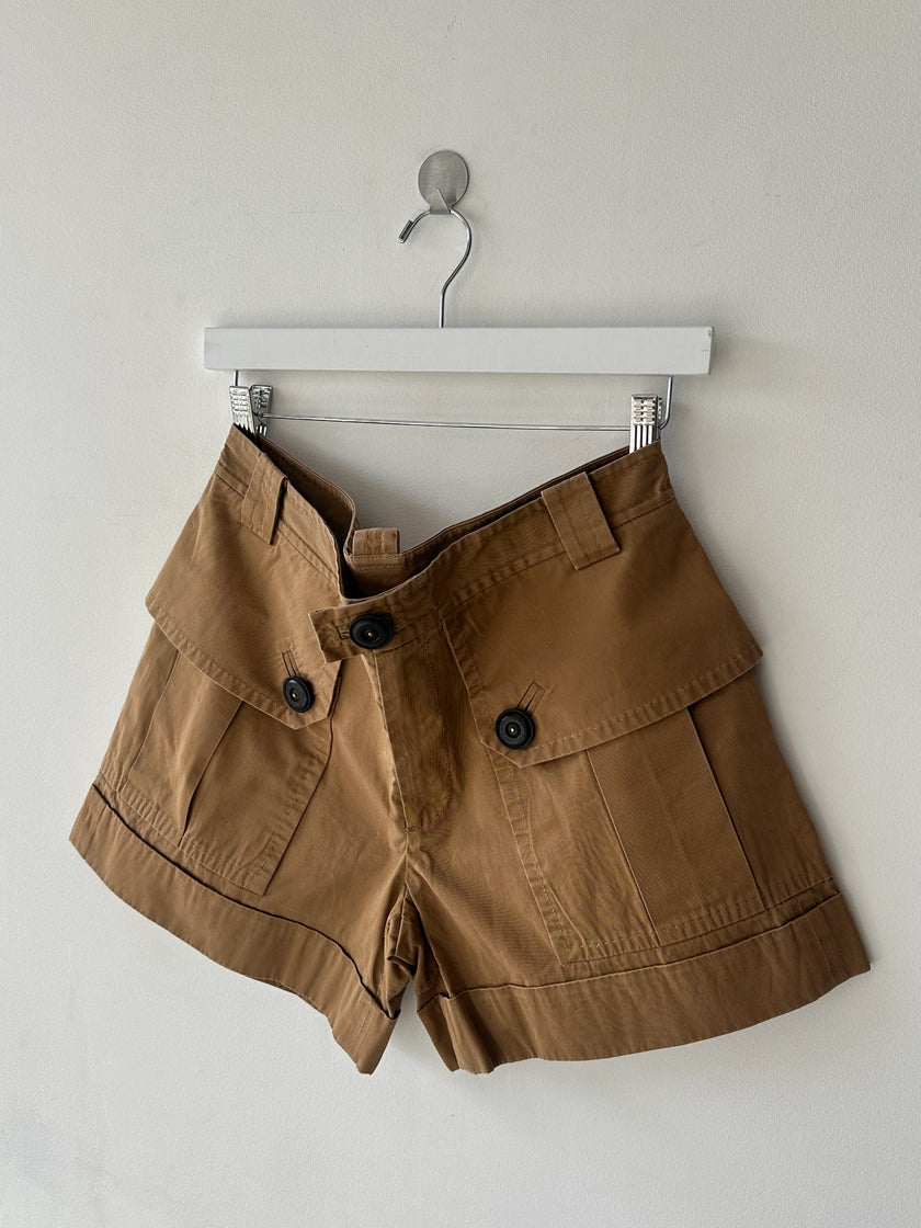 DSQUARED2 - S/S 2014 PANELED CARGO SHORTS WITH OVERSIZED BUTTON DETAILS