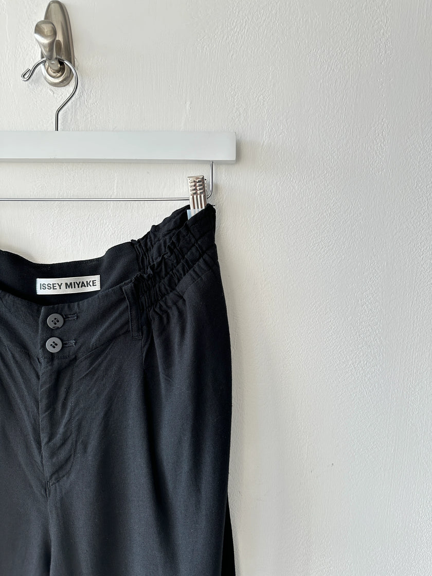 ISSEY MIYAKE - S/S 2014 RELAXED TROUSERS WITH GRID MESH PANELS