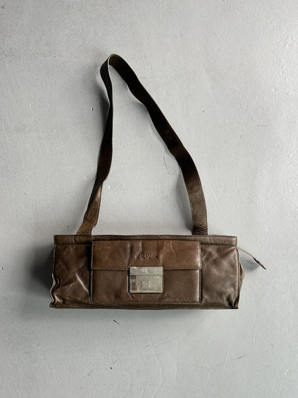 KRIZIA - 1990s LEATHER SILHOUETTE SHOULDER BAG