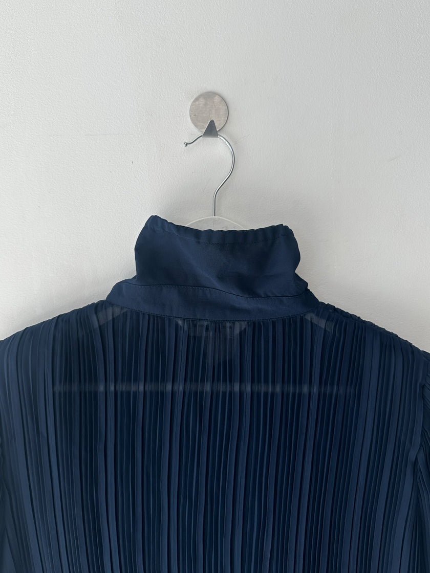 MASAKI MATSUSHIMA - 2000s PLEATED BLOUSE WITH DRAWSTRING COLLAR