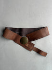 ARMANI JEANS - early 2000s WIDE BELT WITH OVERSIZED ROUNDED BRUSHED BRASS BUCKLE
