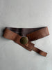 ARMANI JEANS - early 2000s WIDE BELT WITH OVERSIZED ROUNDED BRUSHED BRASS BUCKLE