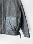 ITALIAN LABEL - 1980s PANELLED WOOL BOMBER JACKET WITH REMOVABLE SHEARLING COLLAR