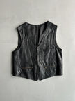 1990s STITCHED PANELING LEATHER VEST