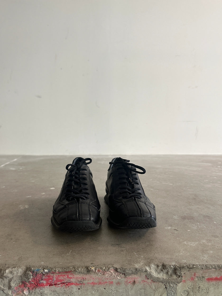 PRADA LINEA ROSSA - 2000s SQUARE TOE LEATHER SNEAKERS