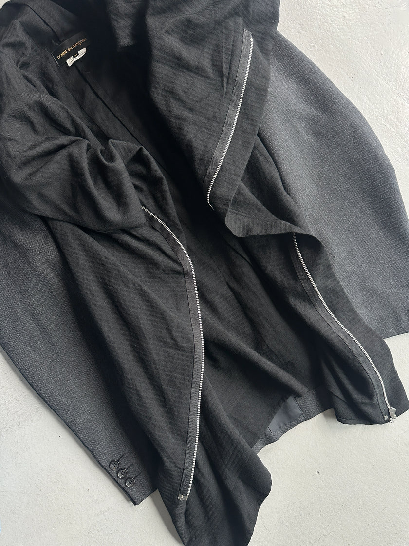 COMME DES GARÇONS - A/W 2003 ASYMMETRIC PANELED BLAZER WITH ZIP DETAIL