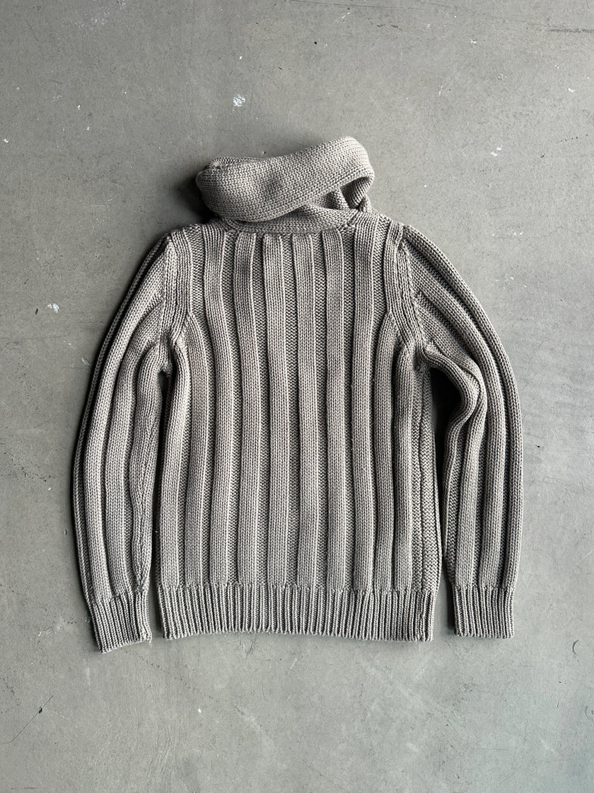 DANIELE ALESSANDRINI - 1990s WRAP AROUND COLLAR CHUNKY KNIT JUMPER