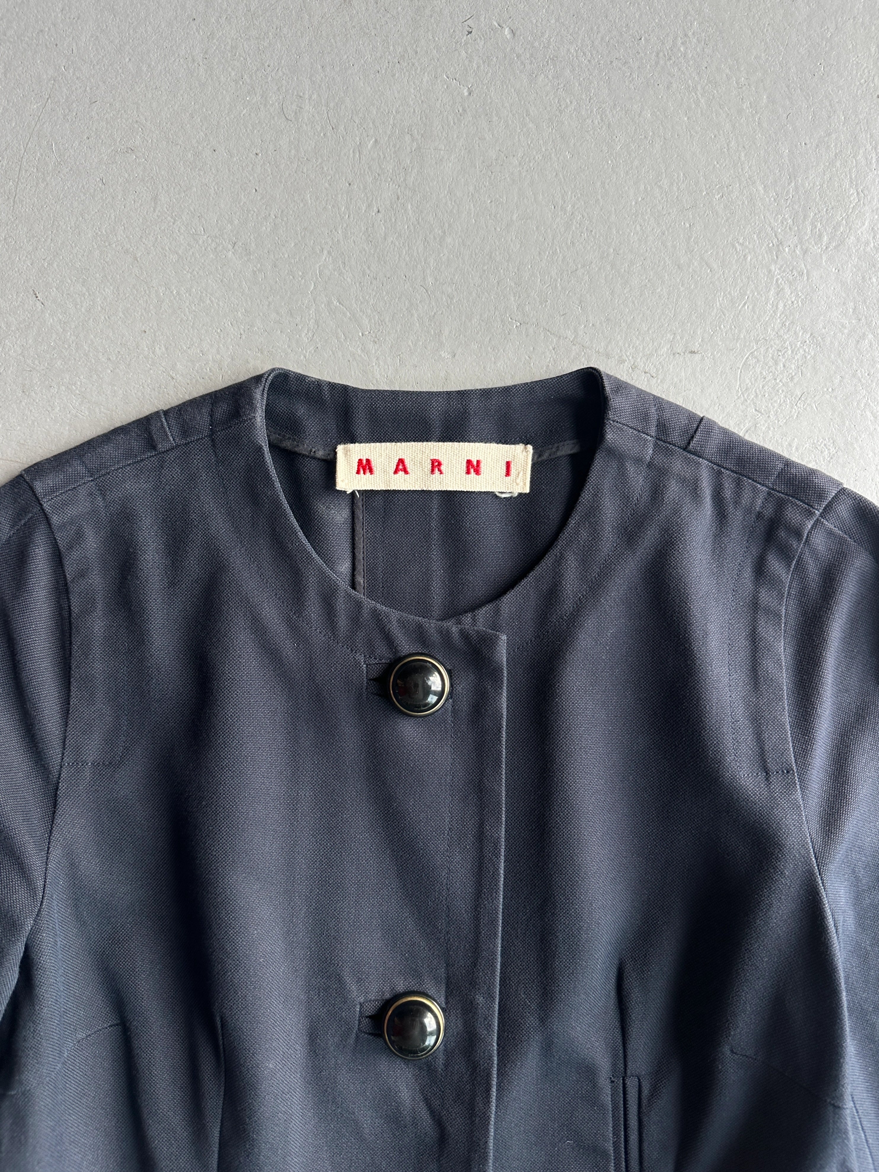 MARNI - 1990s COLLARLESS JACKET WITH PEPLUM HEM