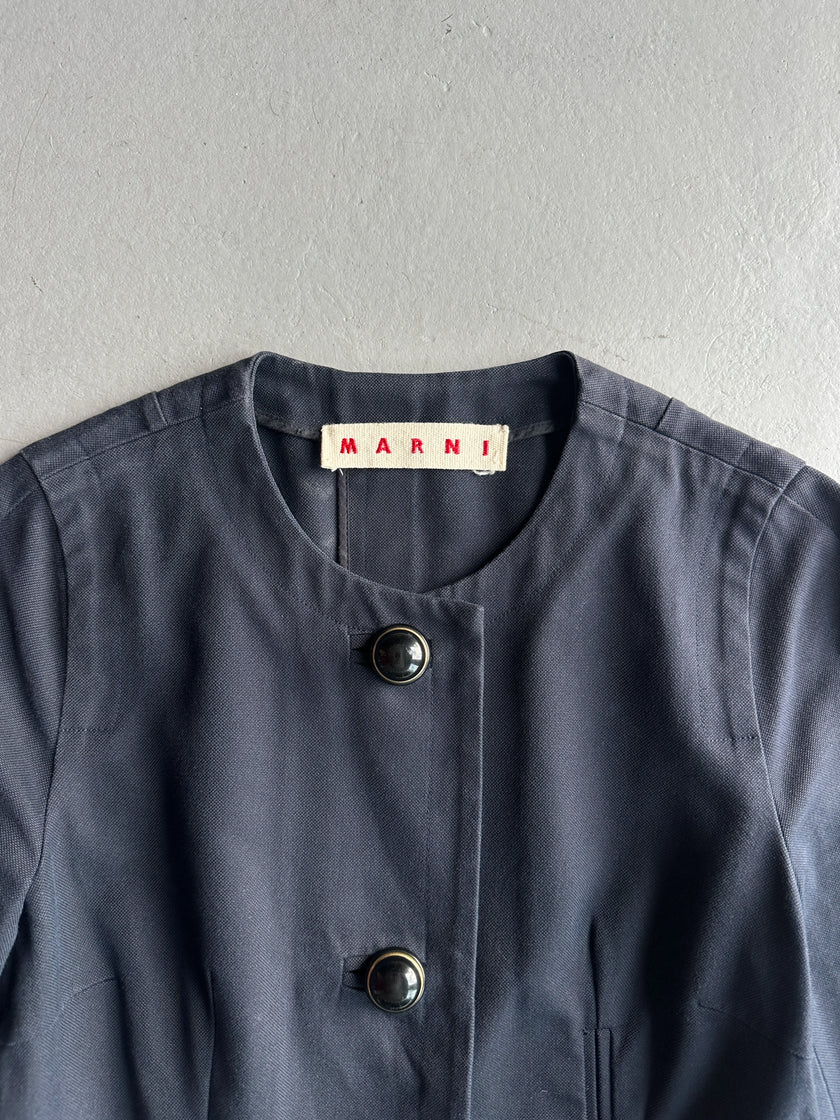 MARNI - 1990s COLLARLESS JACKET WITH PEPLUM HEM