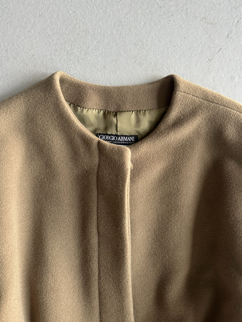 GIORGIO ARMANI - 1990s BELTED COLLARLESS COAT