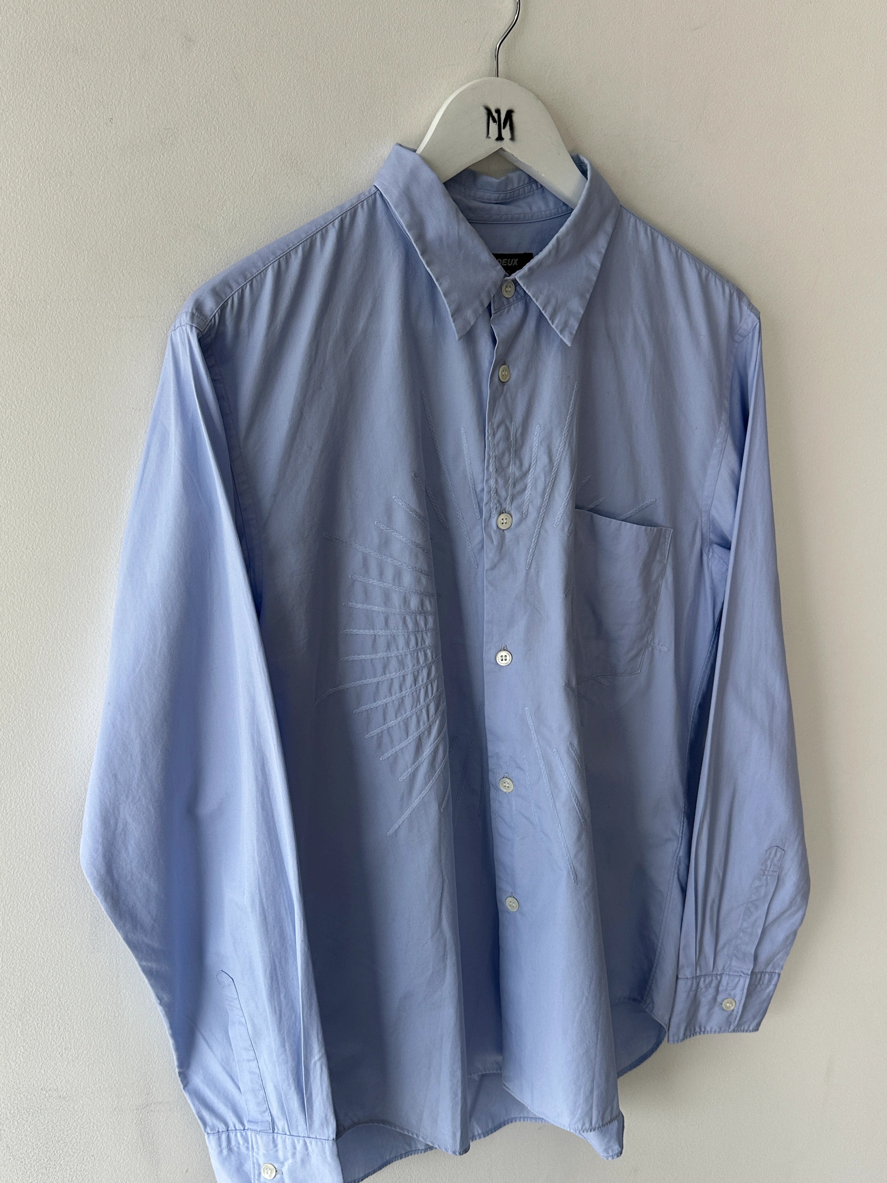 COMME DES GARÇONS - 2000s LONG SLEEVE SHIRT WITH TONAL EMBROIDERED DETAILS AT FRONT