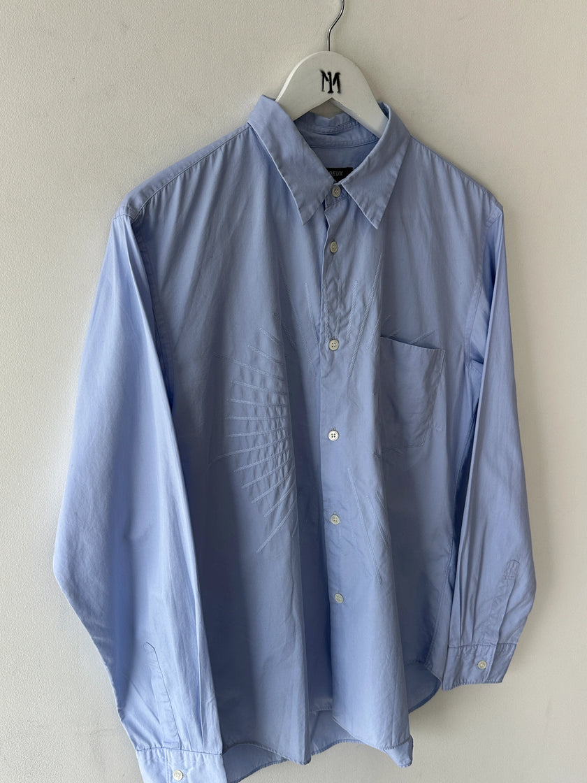 COMME DES GARÇONS - 2000s LONG SLEEVE SHIRT WITH TONAL EMBROIDERED DETAILS AT FRONT