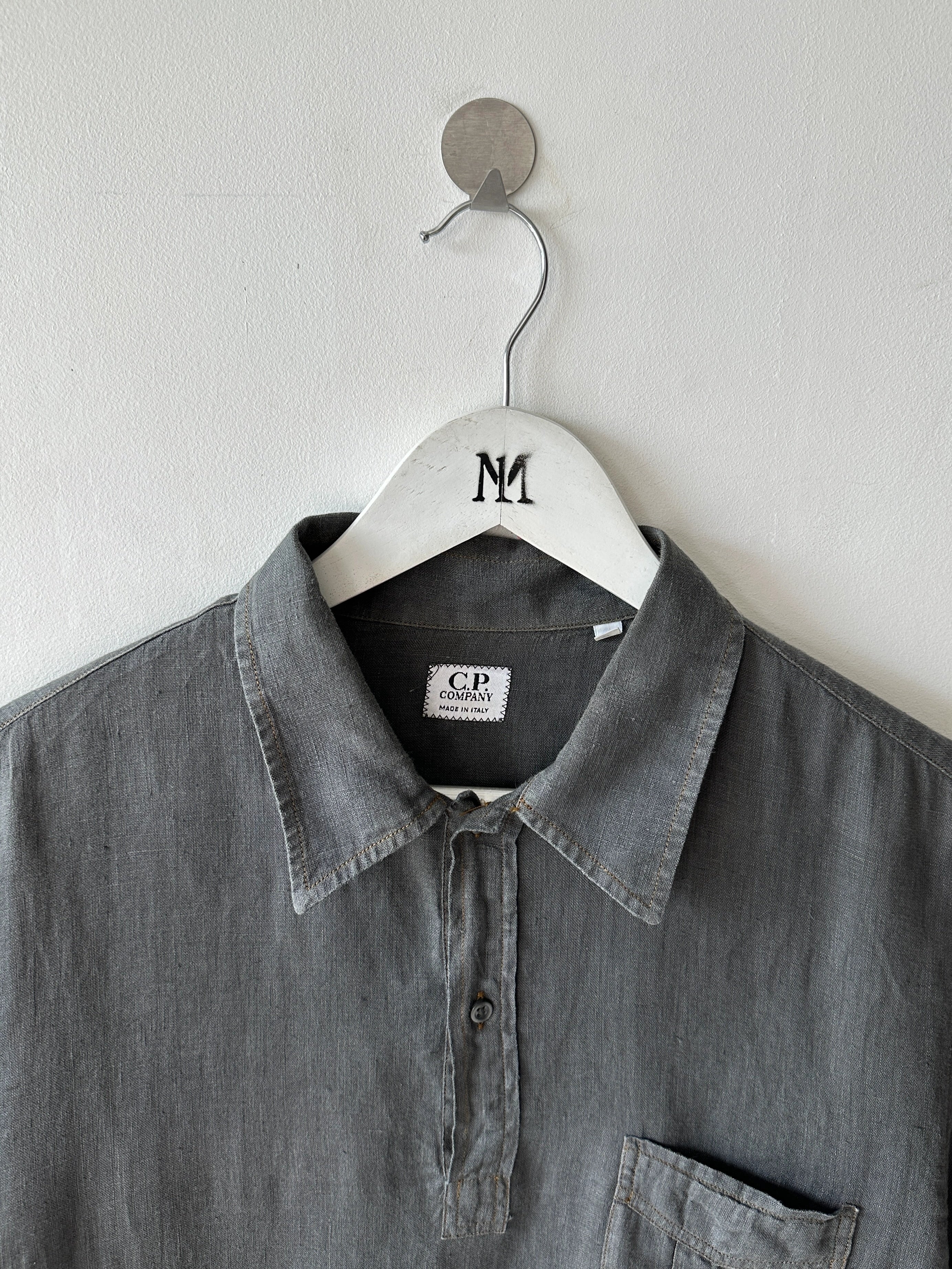 C.P. COMPANY - 1990s LINEN POLO T-SHIRT