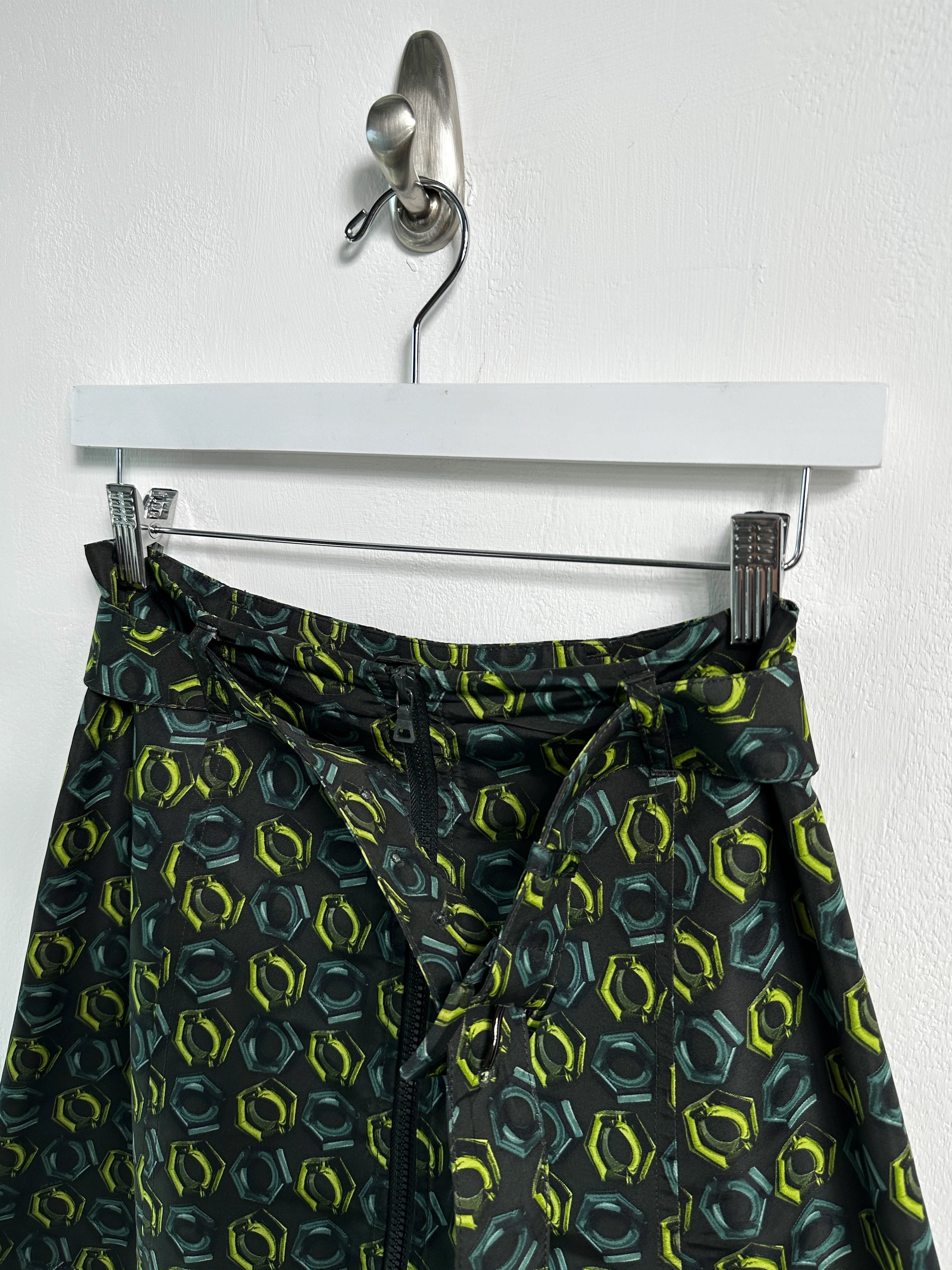 PRADA - S/S 2008 SILK MINI SKIRT WITH FRONT ZIP AND WAIST BELT