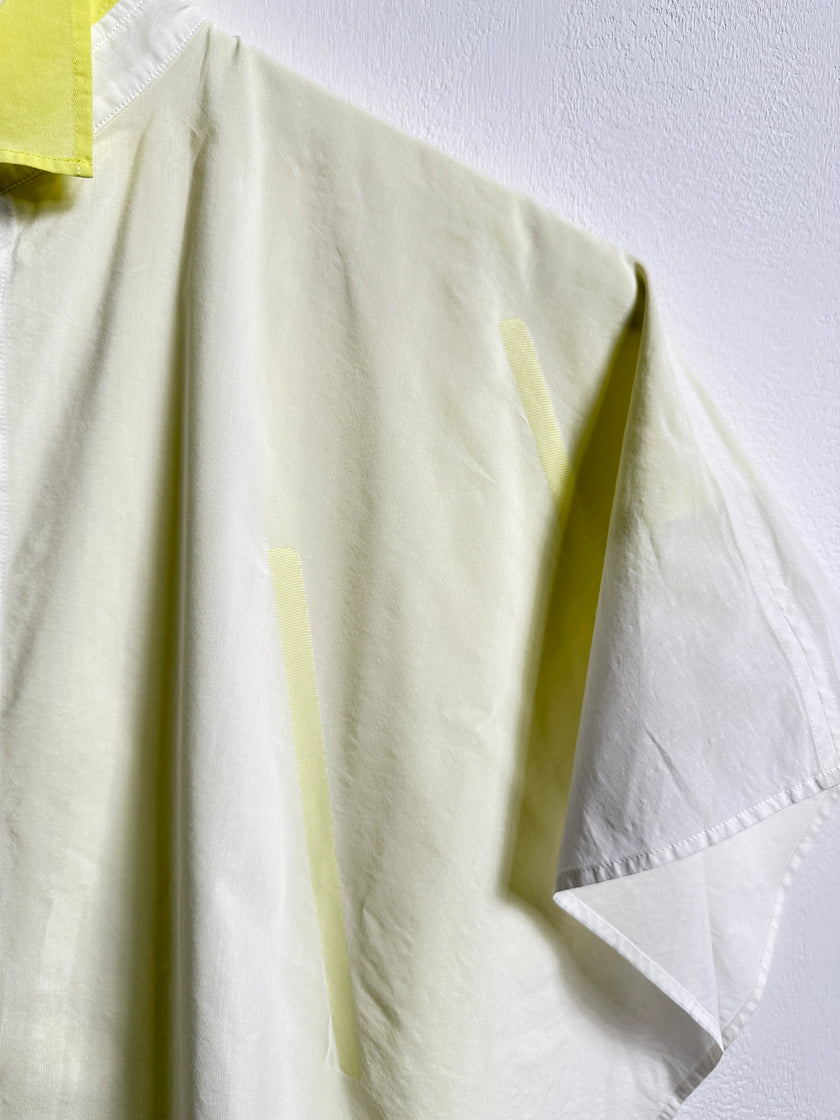 ISSEY MIYAKE - S/S 2014 LAYERED BLOUSE WITH CONTRASTING YELLOW INNERN LAYER