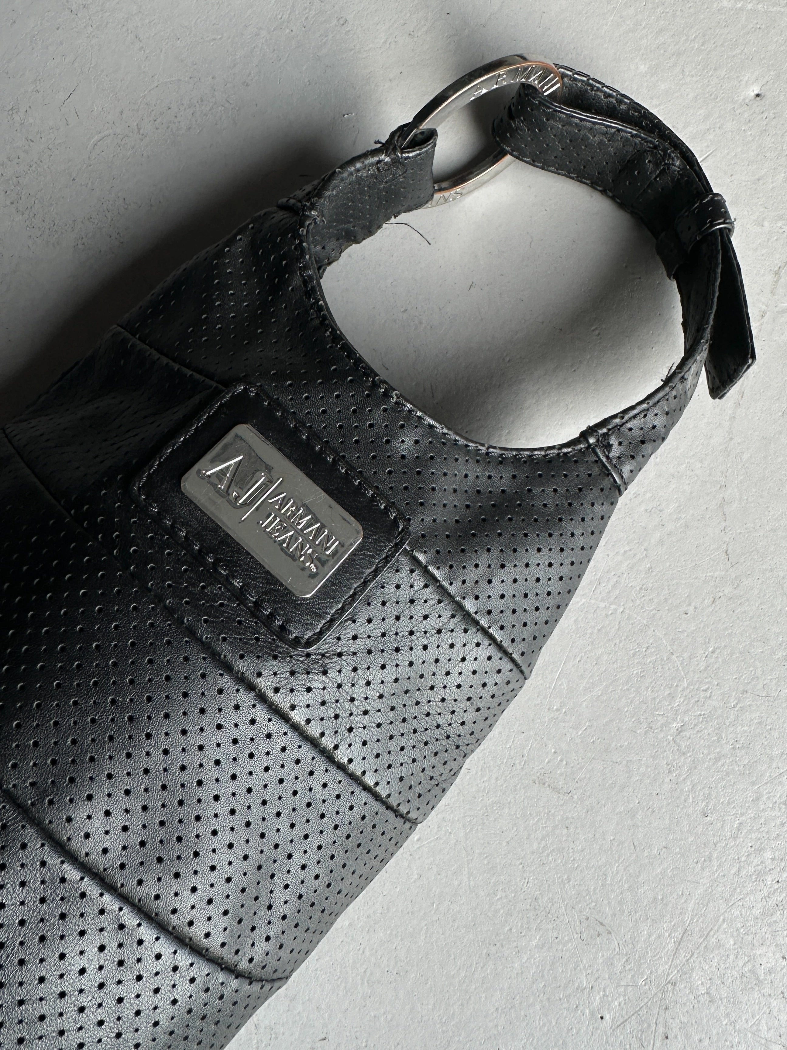 ARMANI JEANS - 2000s PERFORATED LEATHER BUCKET BAG