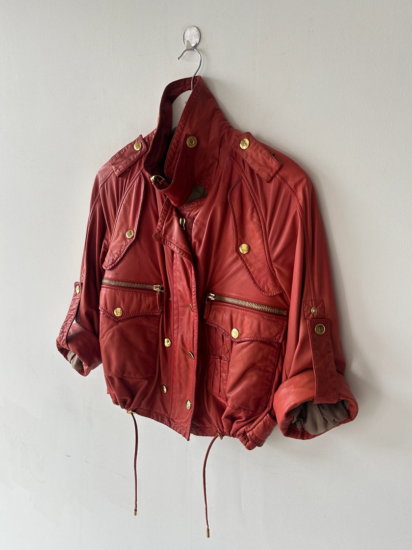 GUCCI - S/S 2009 ROLLED UP SLEEVE SOFT LEATHER BIKER JACKET