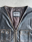 AVIATRIX - 1990s MULTI POCKETS LEATHER VEST GILET JACKET