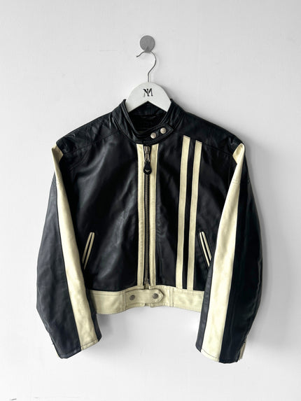 ARMANI JEANS - late 1980s CROP FIT BIKER LEATHER JACKET