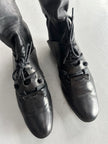 MARITHÉ + FRANÇOIS GIRBAUD - early 2000s SOFT LEATHER ANKLE BOOTS WITH LACE WRAPAROUND DETAILING