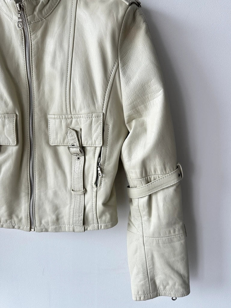 2000s CROP FIT BIKER LEATHER JACKET