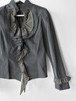HIROKO KOSHINO - late 1990s PINSTRIPED BLOUSE WITH CASCADING RUFFLE DETAIL