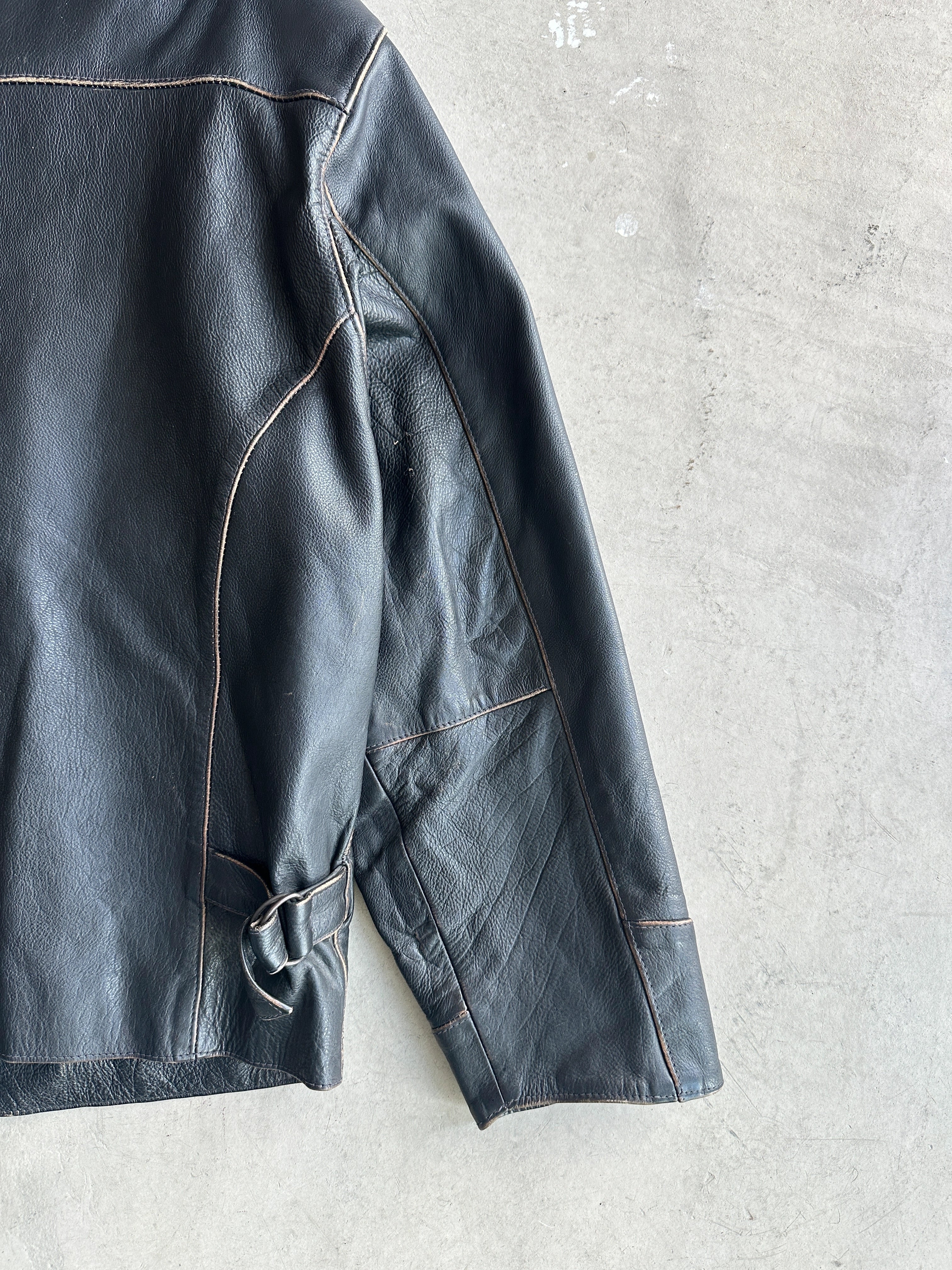 1980s STRAIGHT FIT OVERSIZED CARGO LEATHER JACKET