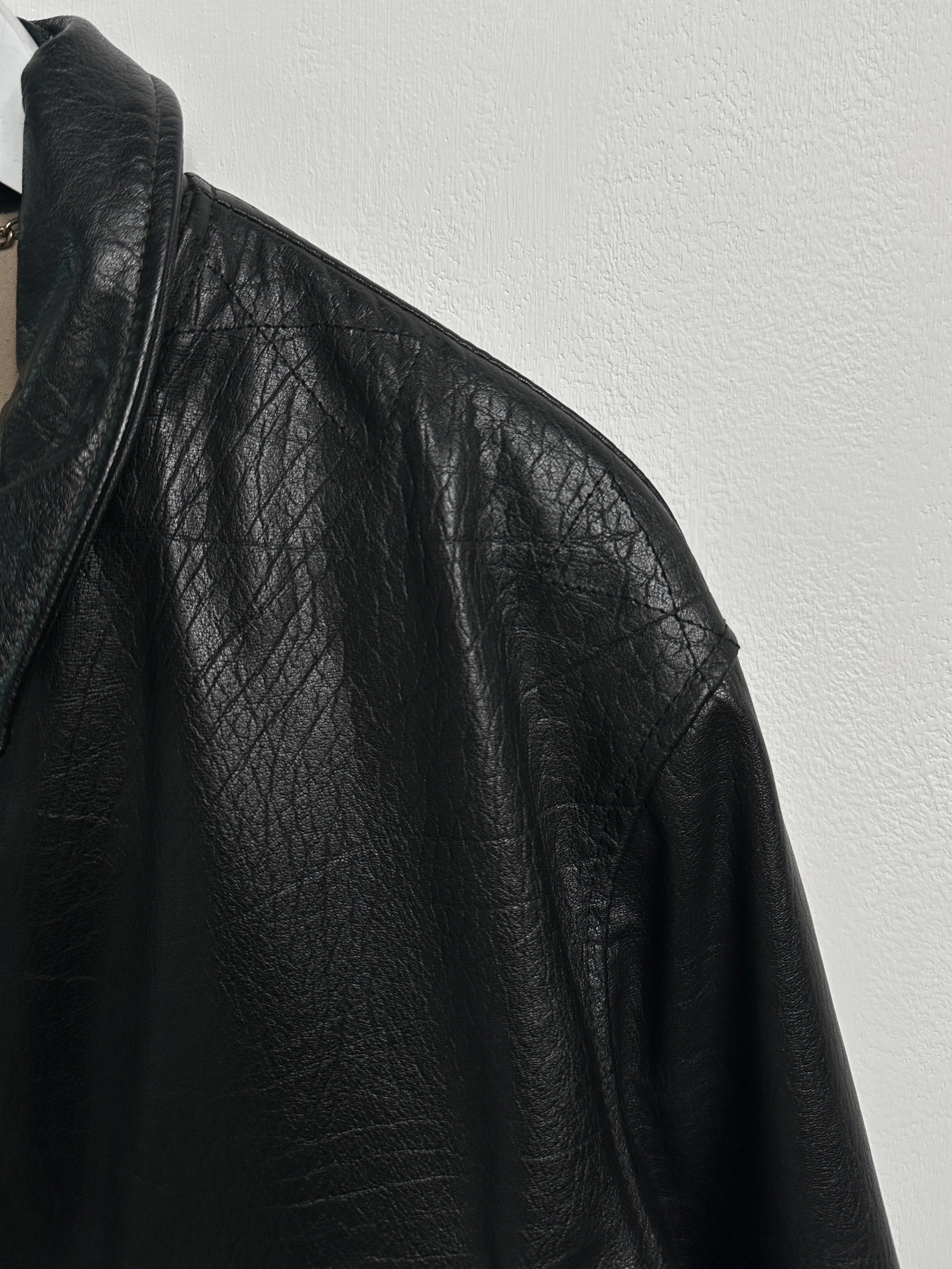 EMPORIO ARMANI - 1980s LEATHER BOMBER JACKET