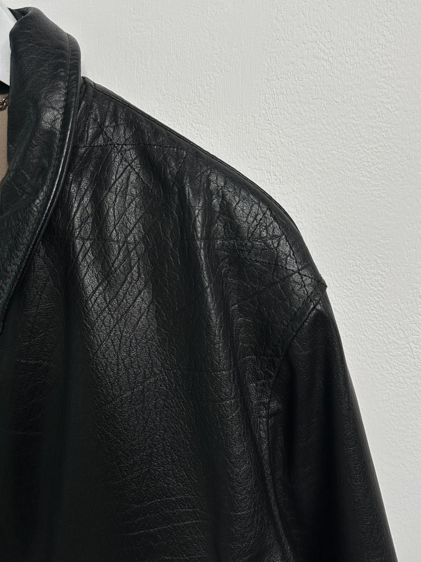 EMPORIO ARMANI - 1980s LEATHER BOMBER JACKET