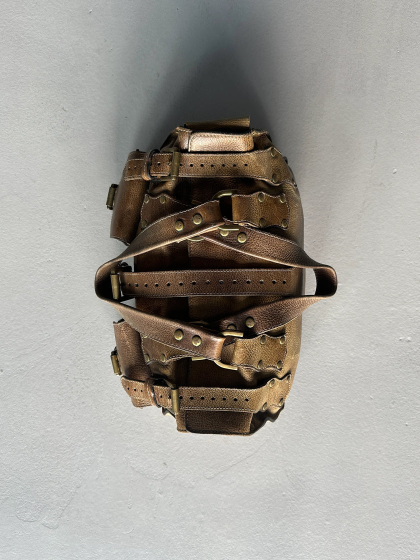 MULBERRY - 1990 DISTRESSED LEATHER ROXANNE BAG