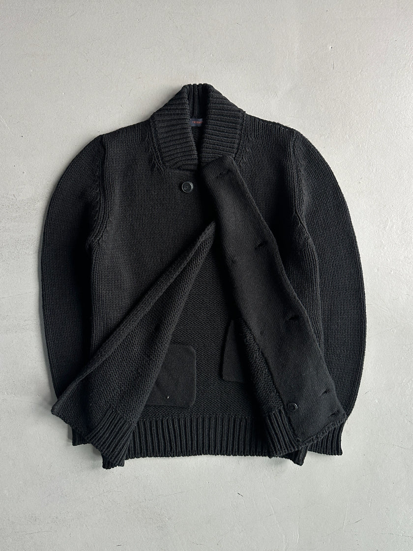 TRUSSARDI - 2000s DOUBLE BREASTED CHUNKY KNIT CARDIGAN