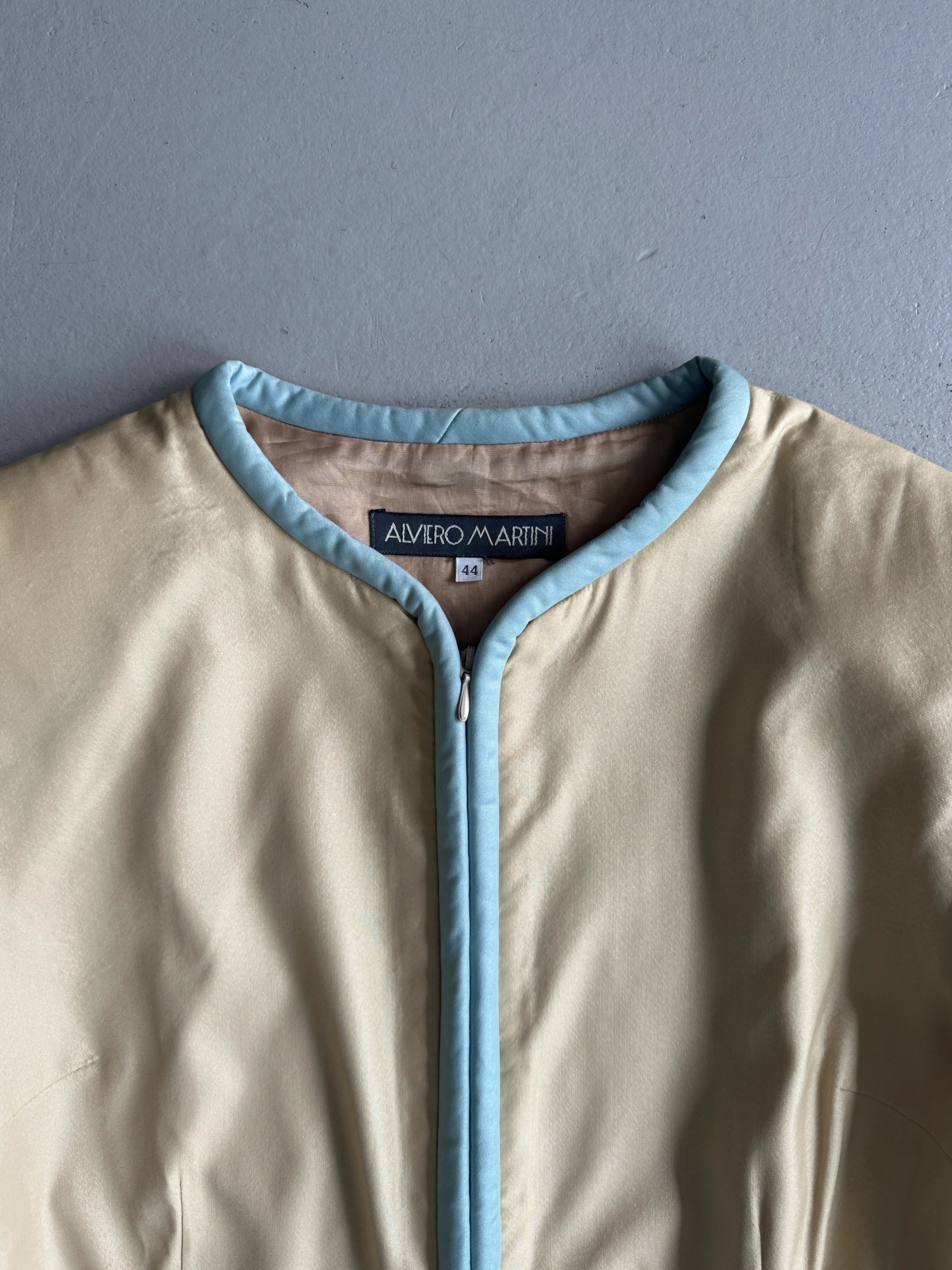 ALVIERO MARTINI - 1990s FITTED JACKET WITH PIPING DETAILS