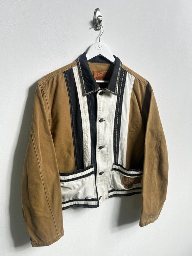 DIESEL - early 2000s CROP FIT JACKET WITH CONTRASTING STITCHING DETAILS